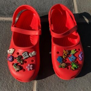 Red CROCS Size 8 w/ Jibbitz Charms